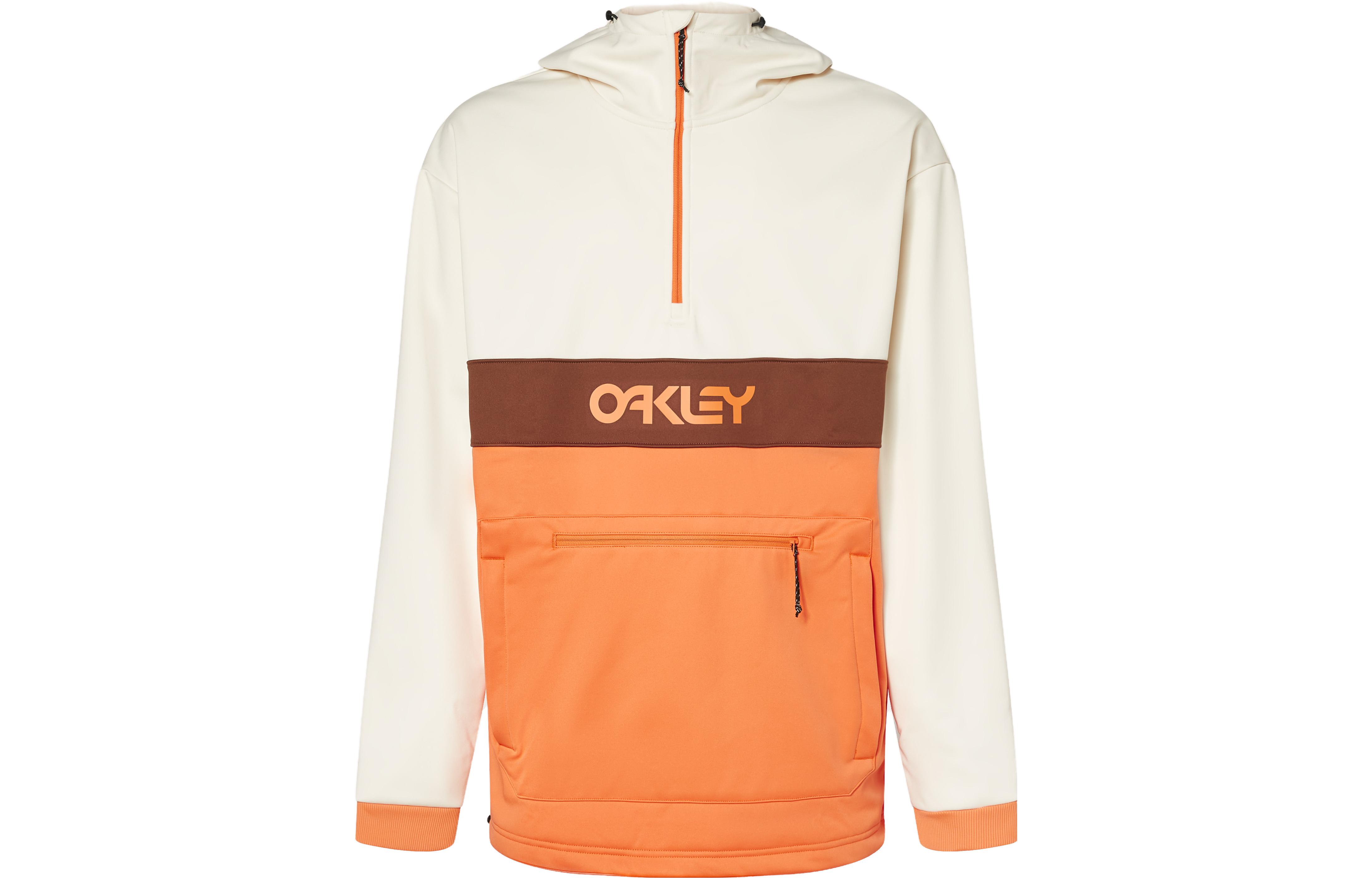 Oakley FW23 Orange Half-Zip Hoodie with Logo Print Long Sleeves FOA404727-9YB