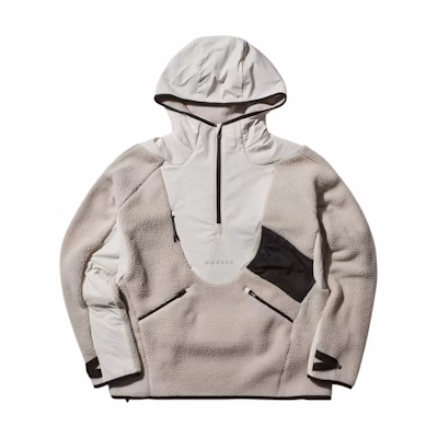 Oakley FW24 Latitude Flex Sherpa Blackout Hoodie Jacket White Brown FOA406149-13B