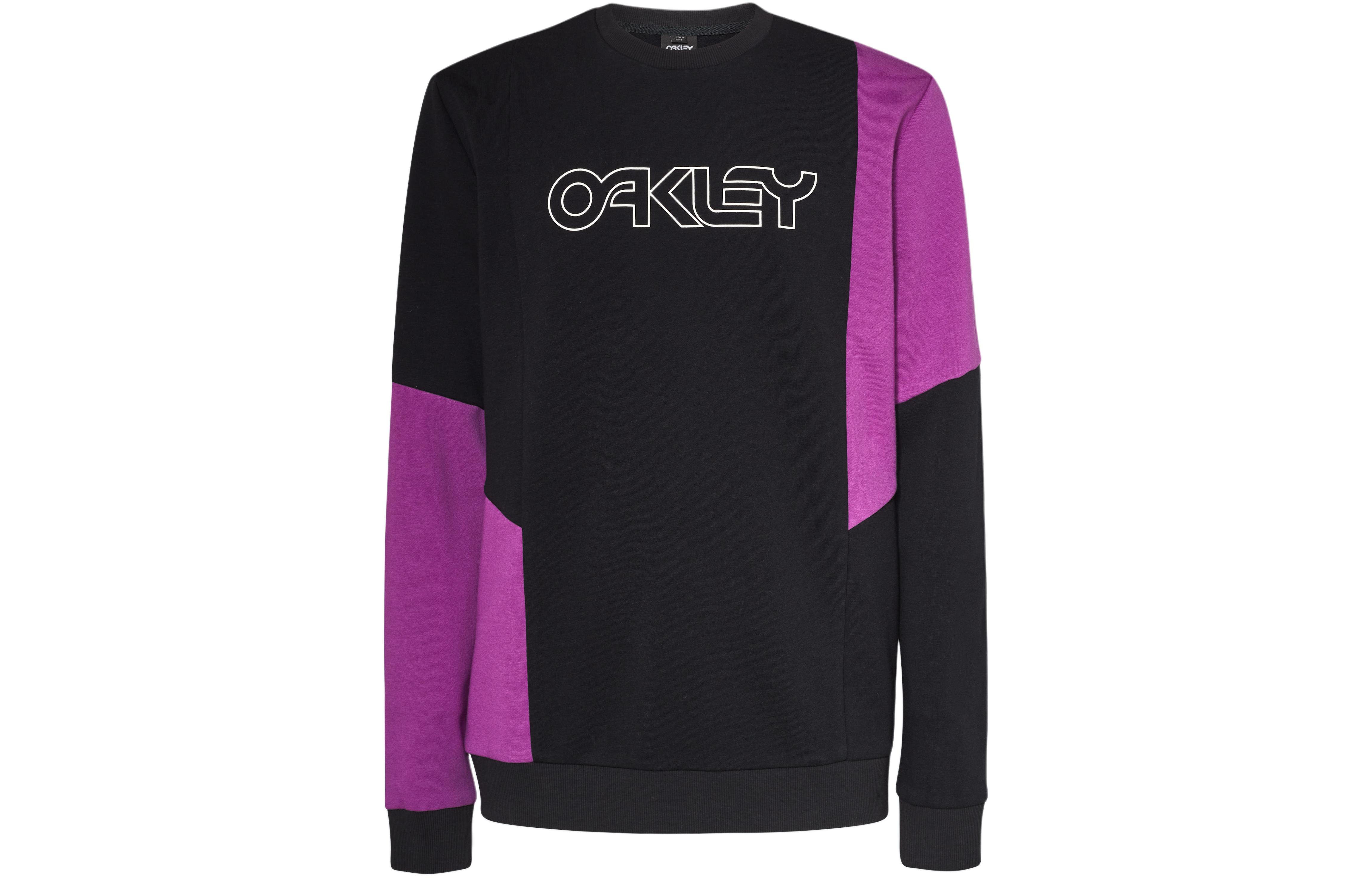 Oakley Letter Print Crewneck Sweatshirt Black Purple FOA403677-02E