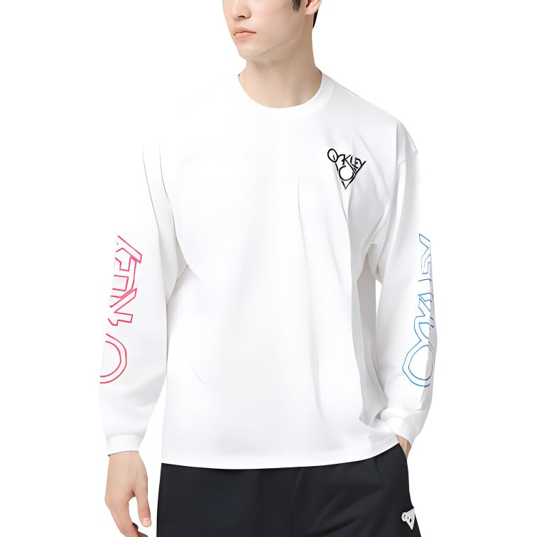 Oakley Logo Graphic Crewneck Loose Fit Long Sleeve Sweatshirt White () FOA406571-100