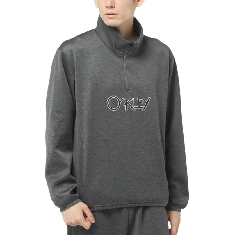 Oakley Logo Print Mock Neck Loose-Fit Sweatshirt Gray FOA405942-29A