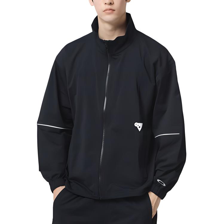 Oakley Logo Stand Collar Loose Fit Long Sleeve Jacket Black () FOA406569-02E