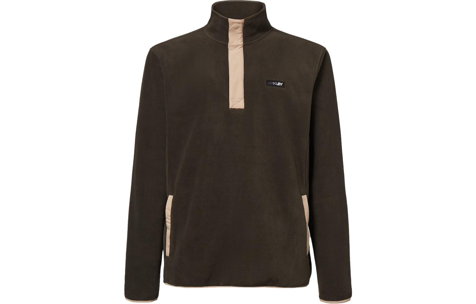 Oakley Olive Long-Sleeve Sweatshirt with Contrast Collar and Lettering FOA403422-86L