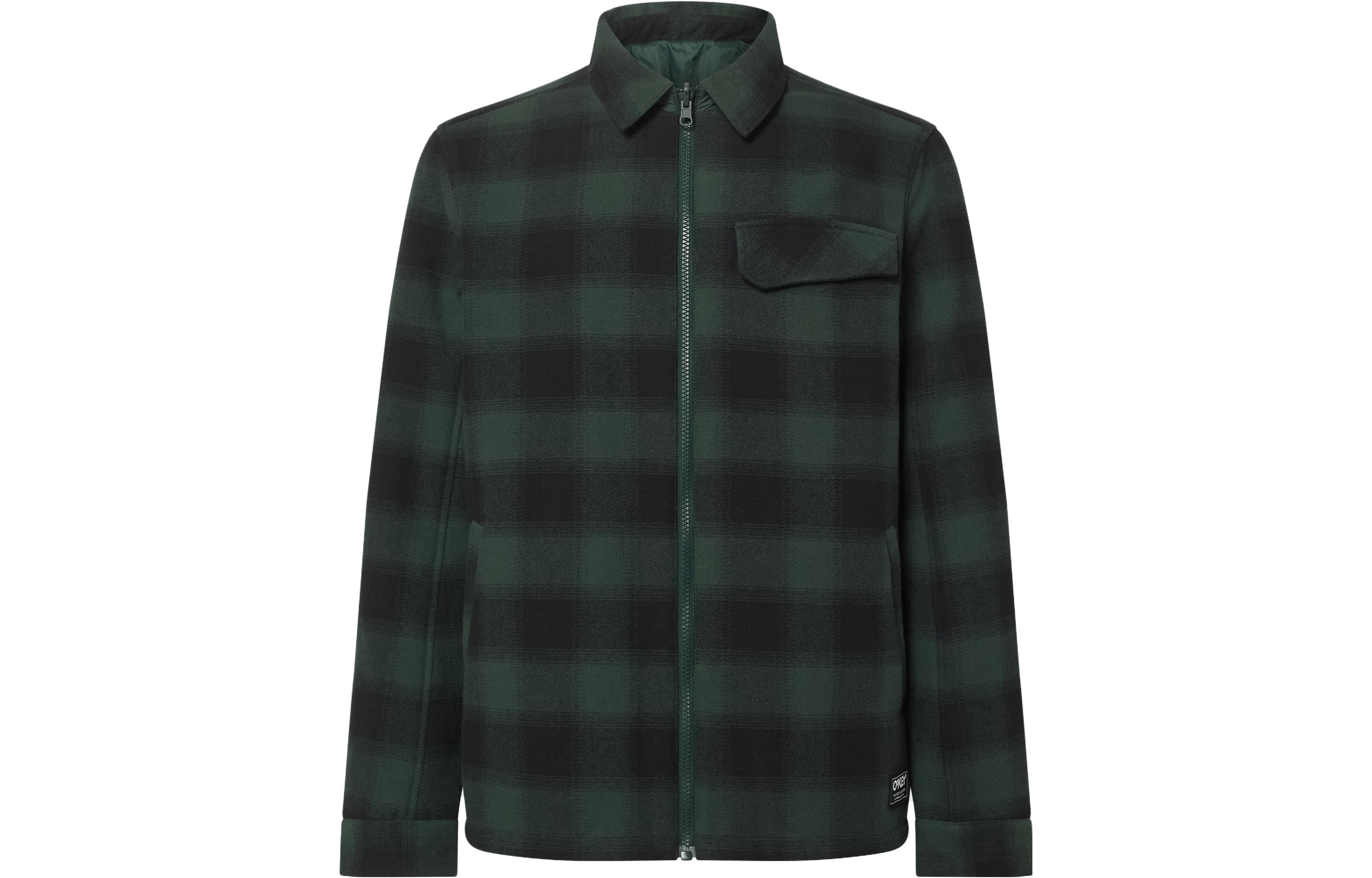 Oakley Plaid Collar Casual Jacket in Army Green FOA403660-7BC