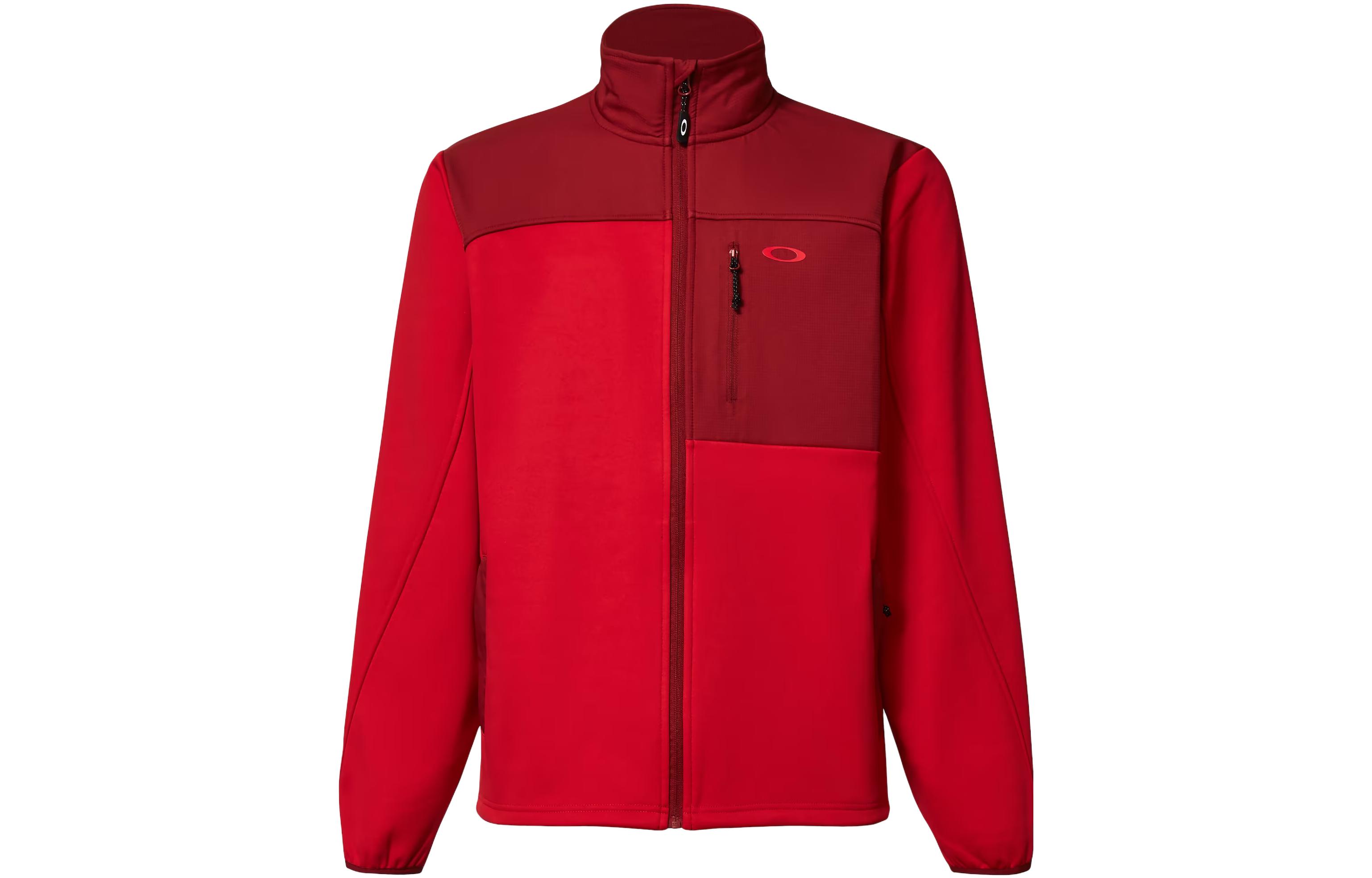 Oakley Red Logo Print High-Neck Zip-Up Jacket FOA403423-465