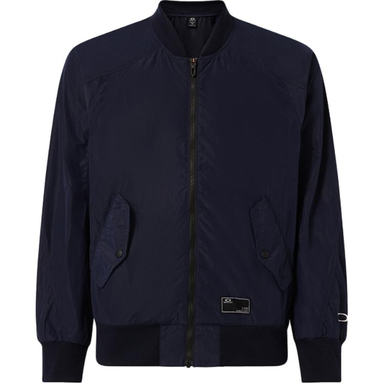 Oakley SS24 Navy Blue Casual Zip-Up Jacket with Solid Letter Patch FOA406268-6AC