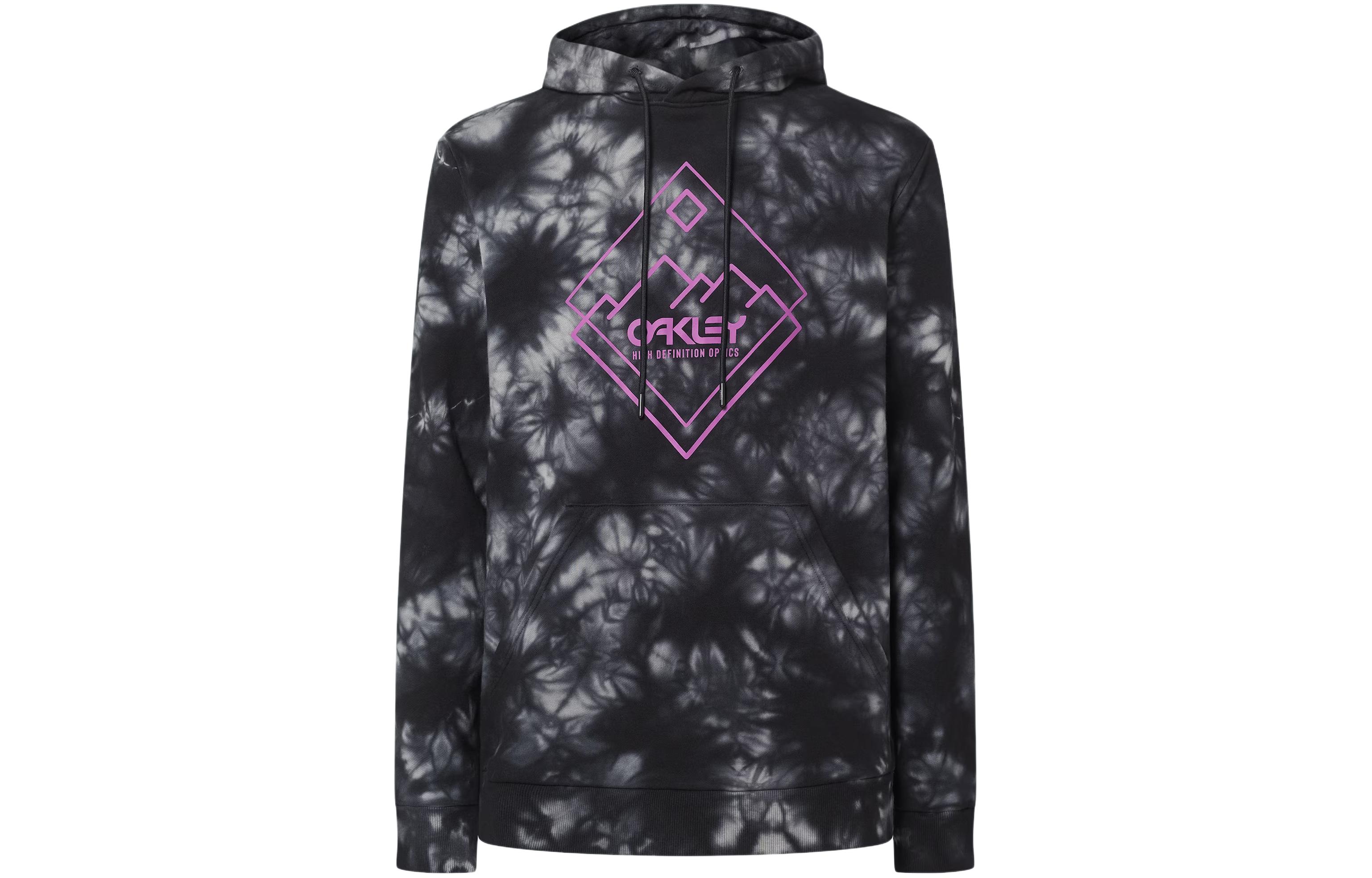 Oakley Tie-Dye Print Hoodie with Kangaroo Pocket - Black FOA404009-02E