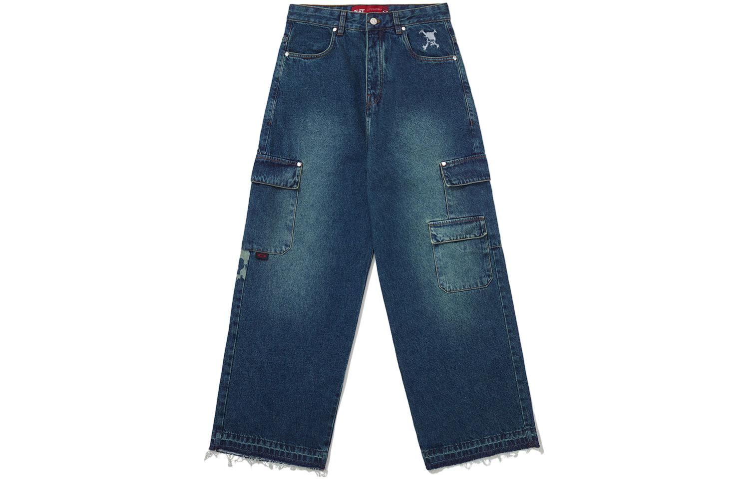 Order 오클리 x 피에트 FW24 언스티치드 헴 스트레이트 청바지 유니섹스 블루. 0029-FOA406542