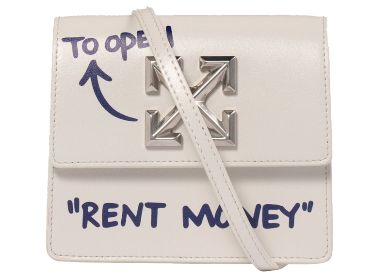 OFF-WHITE 0.7 Jitney Quote Bag "RENT MONEY" White