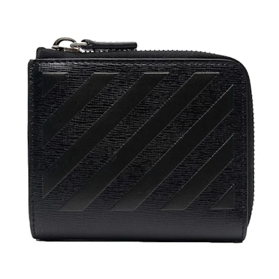 Off-White 3D Diag Saff (4 Card Slot) Zip Wallet Black
