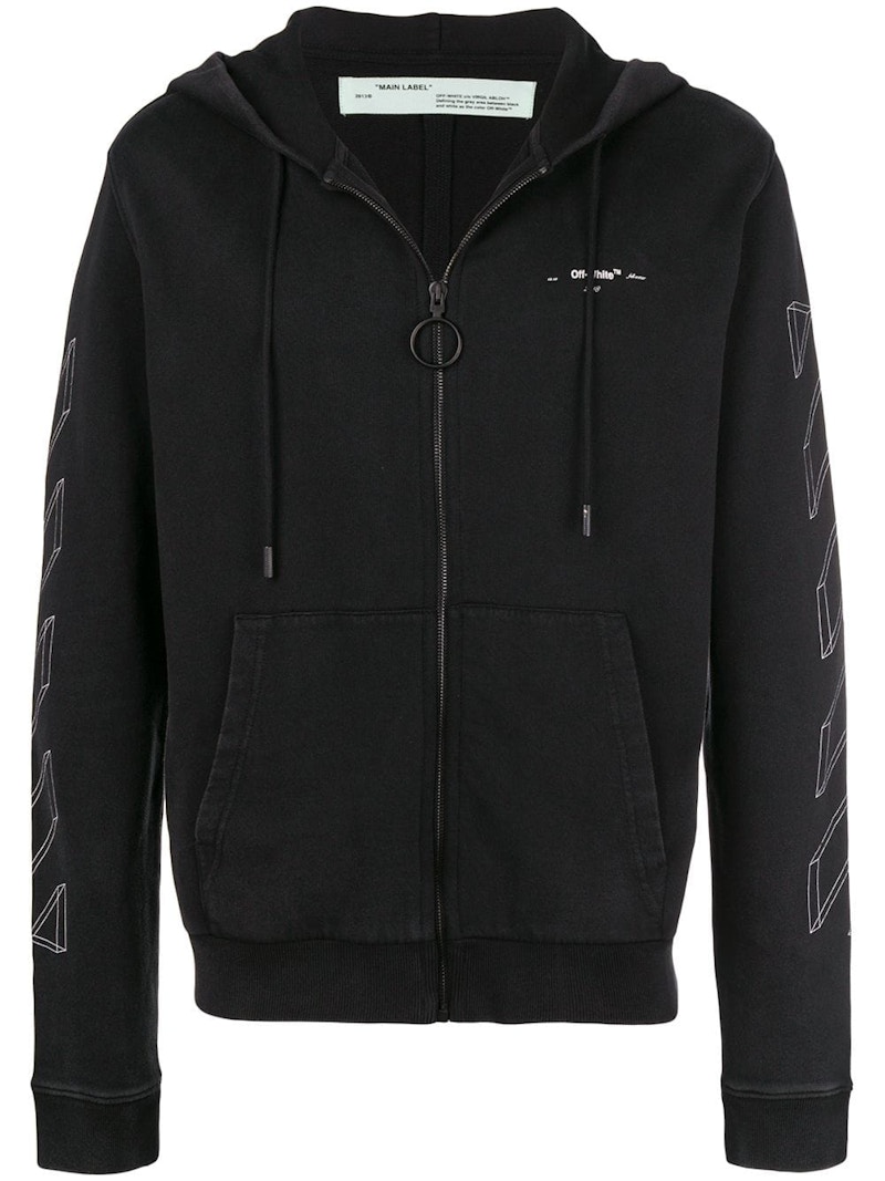 Off-White 3D Marker Diag Zip Up Hoodie Black/White