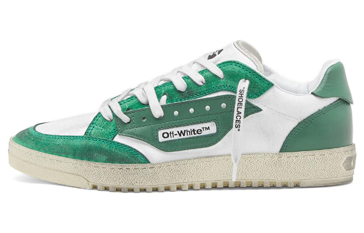 Off-White 5.0 Low 'Distressed White Dark Green' OMIA227F22LEA0020155