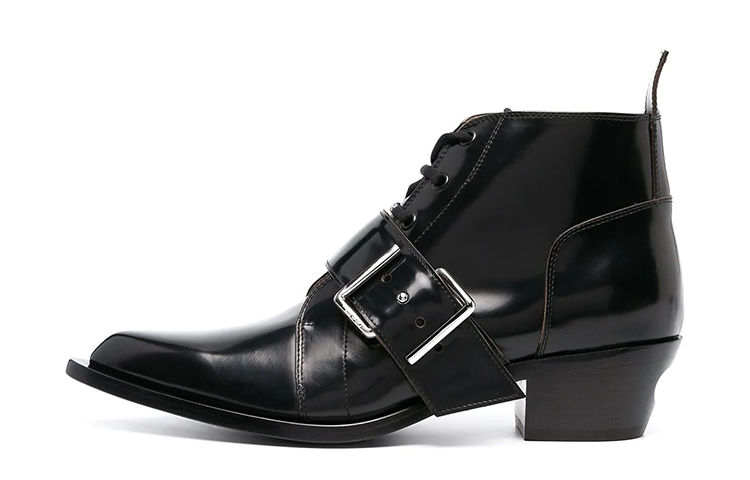 Buy OFF-WHITE 搭扣 皮革 時尚百搭休閒短靴 黑色