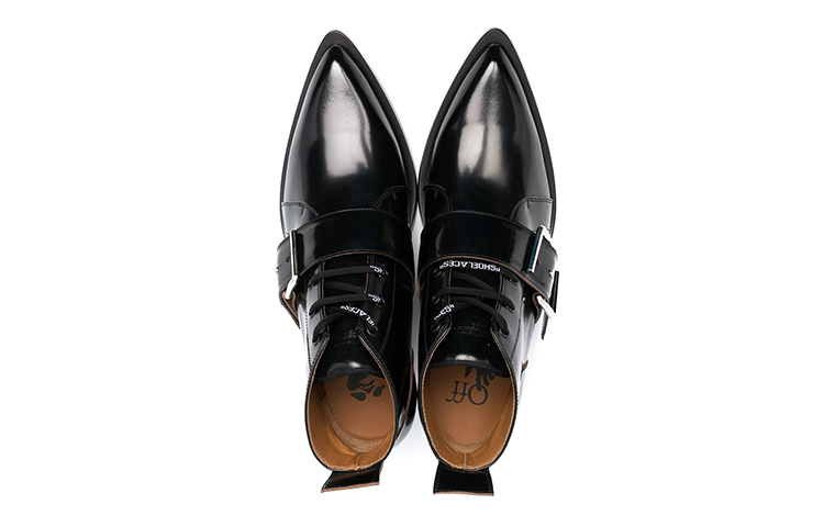 Shop OFF-WHITE 搭扣 皮革 時尚百搭休閒短靴 黑色