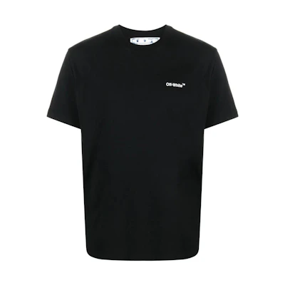 OFF-WHITE Black Chain Arrow Logo Printed Casual T-Shirt. OMAA027F22JER0111001