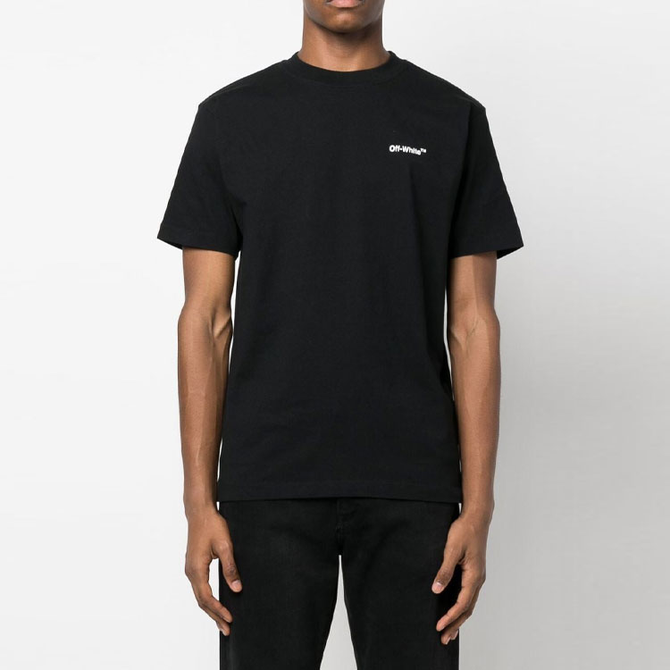 OFF-WHITE  Black Chain Arrow Logo Printed Casual T-Shirt. OMAA027F22JER0111001 圖 3