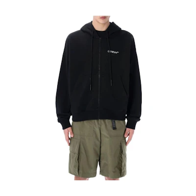 OFF-WHITE Black Cotton Hoodie Sweatshirt OMBE015S22FLE0011001
