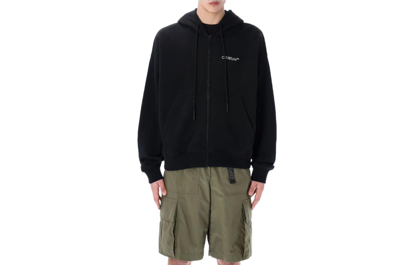 OFF-WHITE  Black Cotton Hoodie Sweatshirt OMBE015S22FLE0011001 圖 2