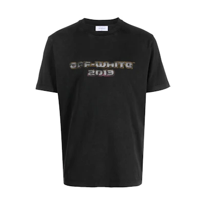 OFF-WHITE Black Crewneck T-Shirt with Letter and Number Print OMAA027F23JER0061084