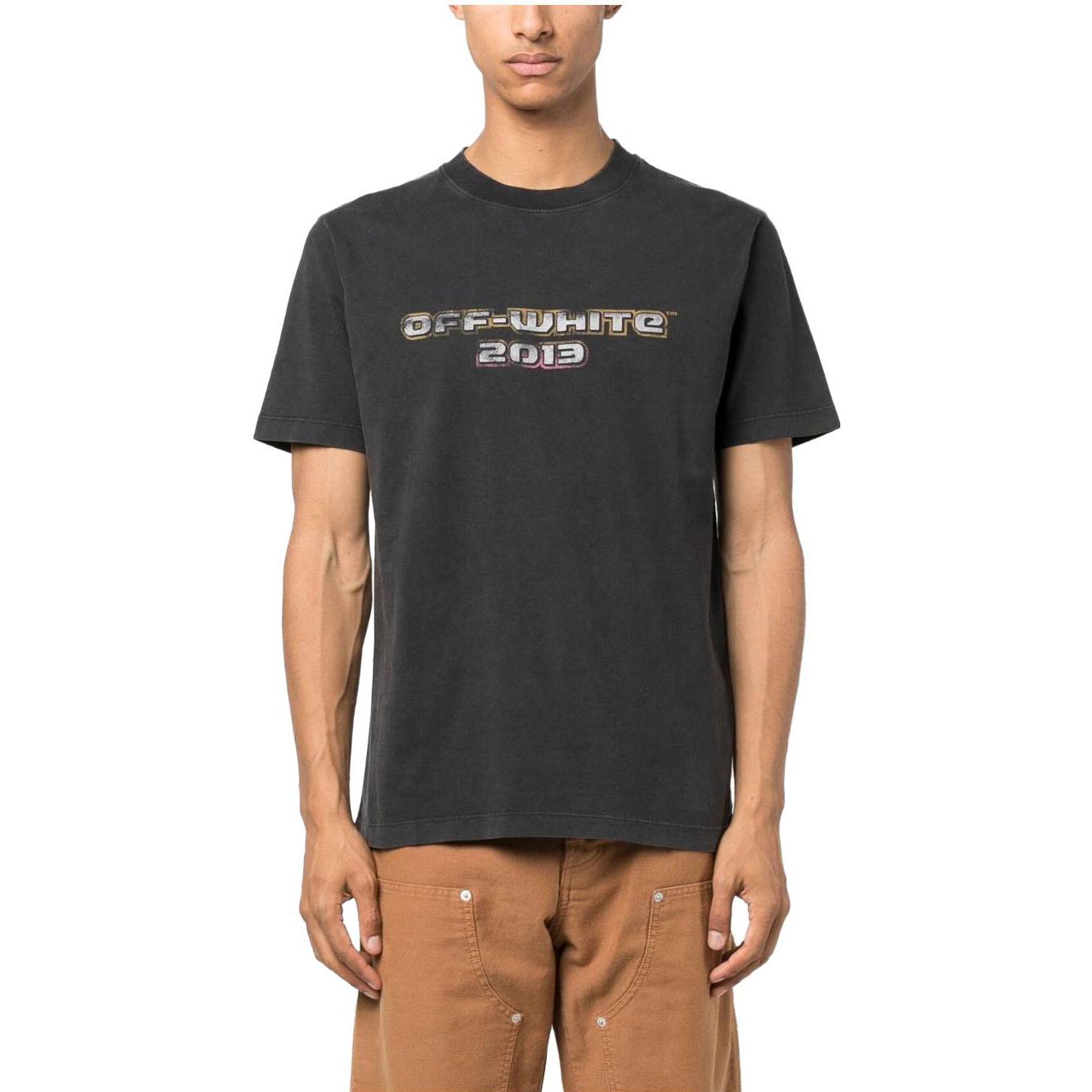 OFF-WHITE  Black Crewneck T-Shirt with Letter and Number Print OMAA027F23JER0061084 圖 3