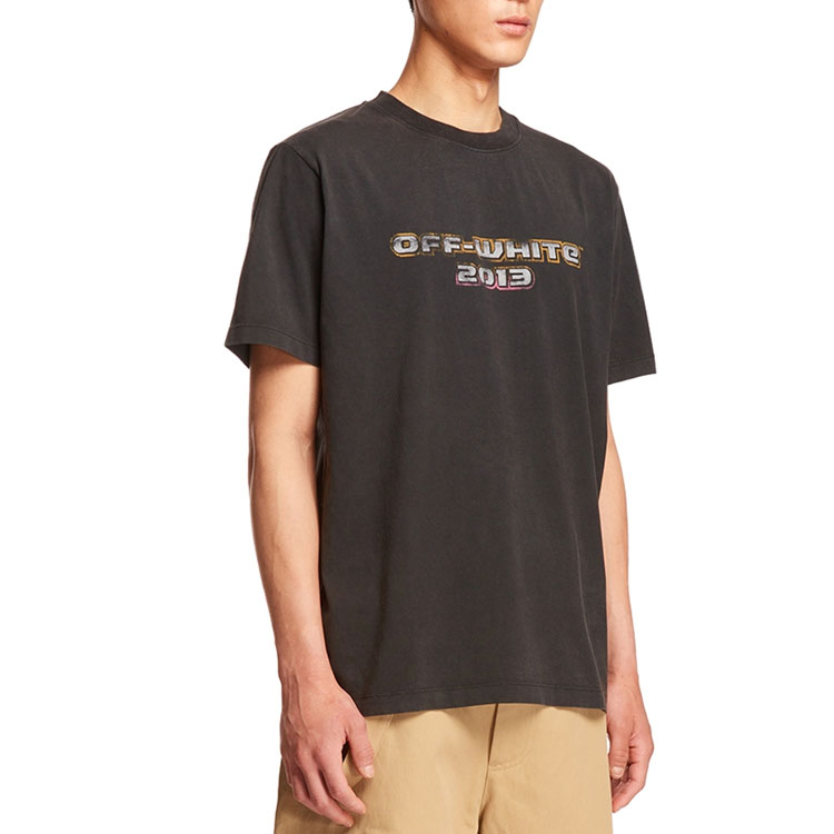OFF-WHITE  Black Crewneck T-Shirt with Letter and Number Print OMAA027F23JER0061084 圖 5
