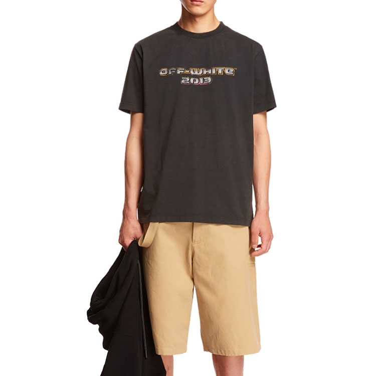 OFF-WHITE  Black Crewneck T-Shirt with Letter and Number Print OMAA027F23JER0061084 圖 8