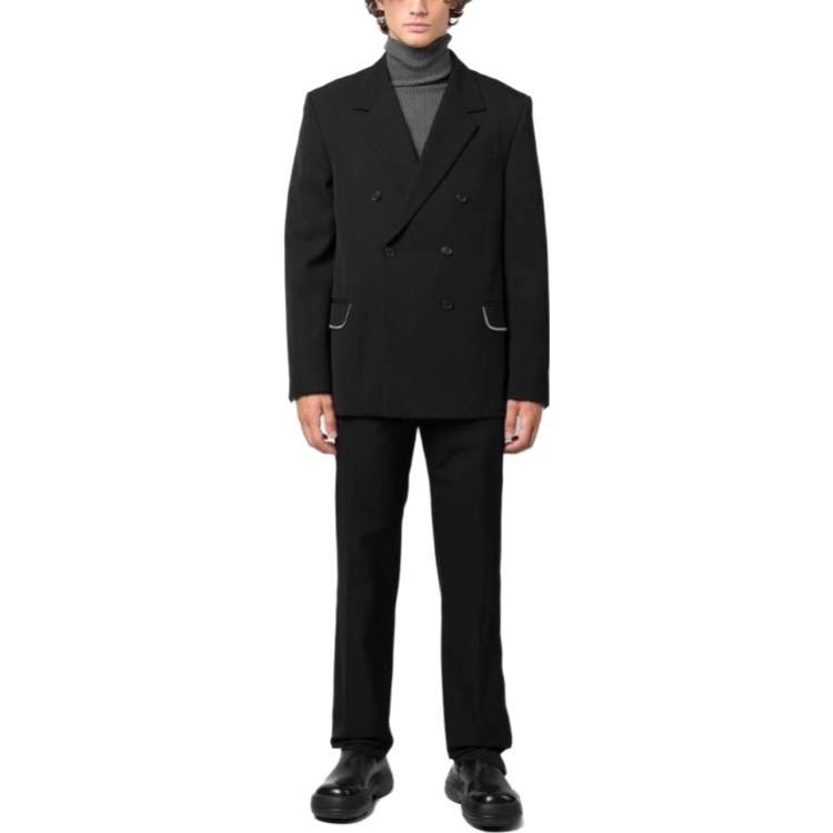 Lookbook OFF-WHITE Blazer Hitam Double-Breasted Loose-Fit. OMEN072F23FAB0021010