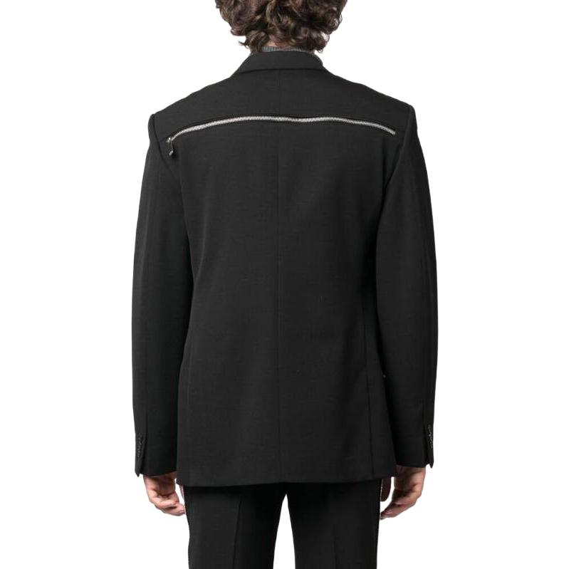 Shop OFF-WHITE Blazer Hitam Double-Breasted Loose-Fit. OMEN072F23FAB0021010