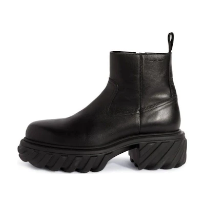 Off-White 'Black Leather Chunky Boots'