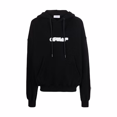OFF-WHITE Black Letter Print Pullover Hoodie OMBB118F23FLE0021001