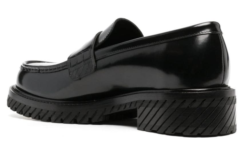 Lookbook オフホワイト ブラックローファー OMIG008F23LEA0011010