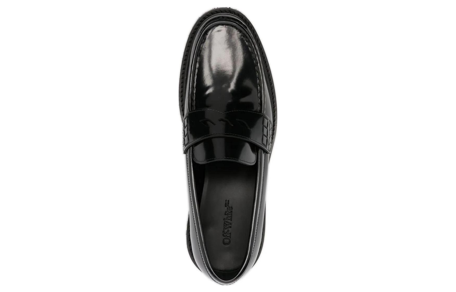 Shop オフホワイト ブラックローファー OMIG008F23LEA0011010