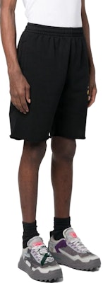 OFF-WHITE 黑色标志印花休闲剪裁短裤 OMCI006S23FLE0021084 Shop OFF-WHITE 黑色标志印花休闲剪裁短裤 OMCI006S23FLE0021084