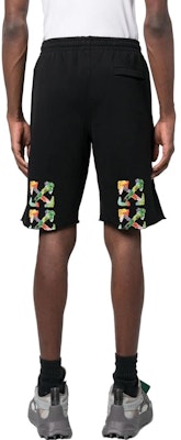 OFF-WHITE 黑色标志印花休闲剪裁短裤 OMCI006S23FLE0021084 Purchase OFF-WHITE 黑色标志印花休闲剪裁短裤 OMCI006S23FLE0021084