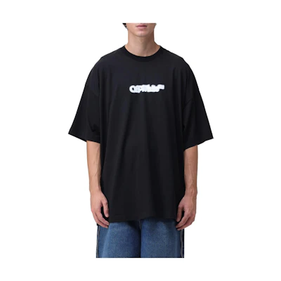 OFF-WHITE Black Logo Print Casual Round Neck T-Shirt Regular Fit OMAA161F23JER0021001