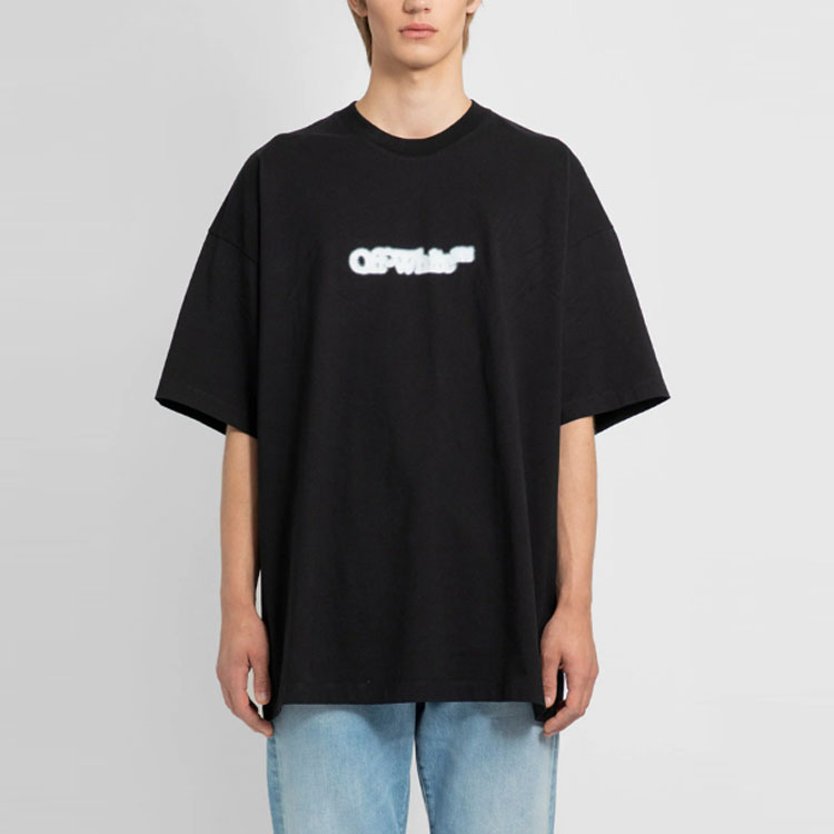 OFF-WHITE  Black Logo Print Casual Round Neck T-Shirt Regular Fit OMAA161F23JER0021001 圖 7