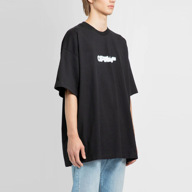 OFF-WHITE  Black Logo Print Casual Round Neck T-Shirt Regular Fit OMAA161F23JER0021001 圖 8