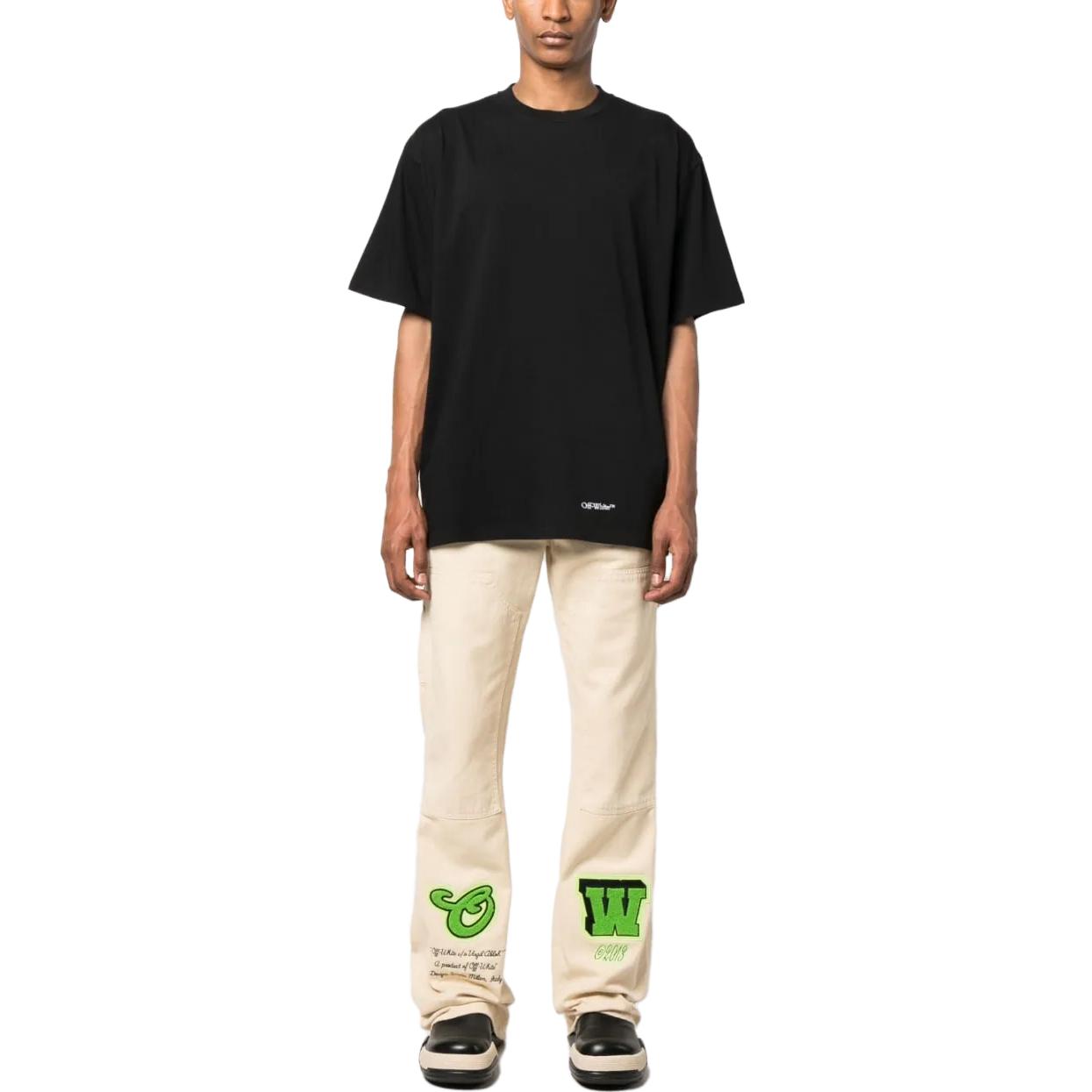 Shop OFF-WHITE 黑色Logo印花短袖T恤 OMAA038S23JER0071001