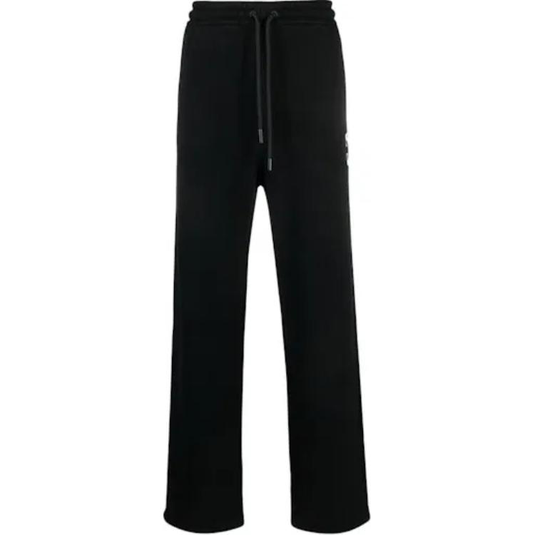 OFF-WHITE  Black Solid Mid-Rise Straight-Fit Casual Pants. OMCH054F23FLE0071001
