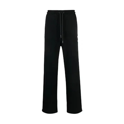 OFF-WHITE Black Solid Mid-Rise Straight-Fit Casual Pants. OMCH054F23FLE0071001