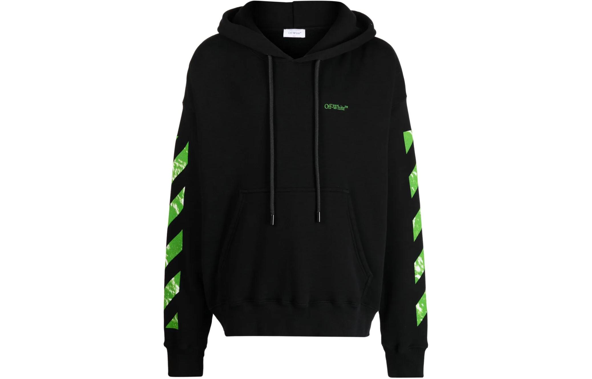 OFF-WHITE  Black Striped Print Zip-Up Hoodie Regular Fit OMBB085F23FLE0101050