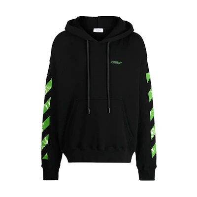 OFF-WHITE Black Striped Print Zip-Up Hoodie Regular Fit OMBB085F23FLE0101050