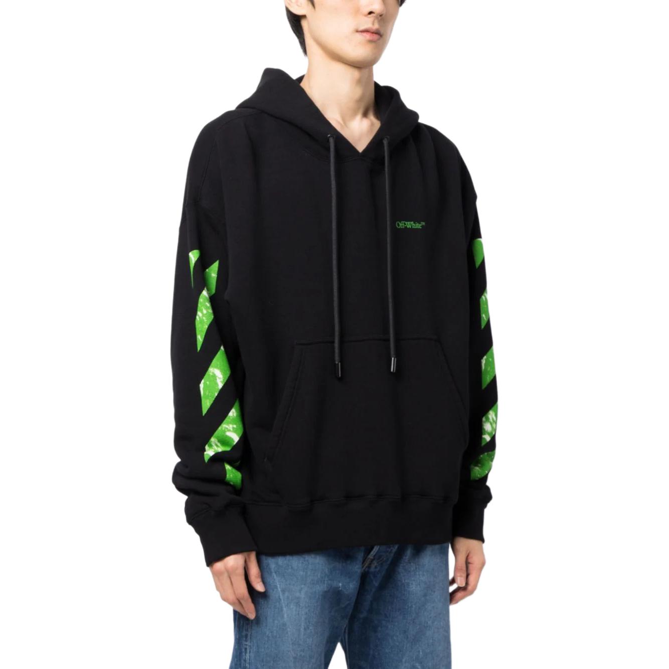 OFF-WHITE  Black Striped Print Zip-Up Hoodie Regular Fit OMBB085F23FLE0101050 圖 4