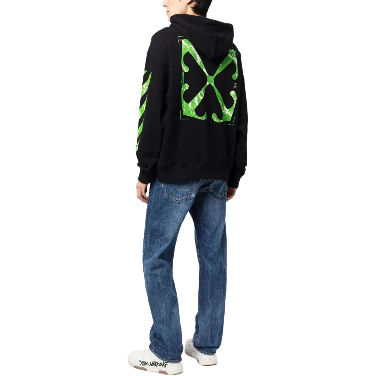 OFF-WHITE  Black Striped Print Zip-Up Hoodie Regular Fit OMBB085F23FLE0101050 圖 5