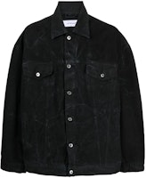 OFF-WHITE Black Washed Denim Jacket with Button-Down Collar. OMEV015F23FAB0011000 OFF-WHITE Black Washed Denim Jacket with Button-Down Collar. OMEV015F23FAB0011000