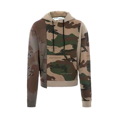 OFF-WHITE Camouflage Patchwork Long-Sleeve Hoodie OMBB036F181920429901