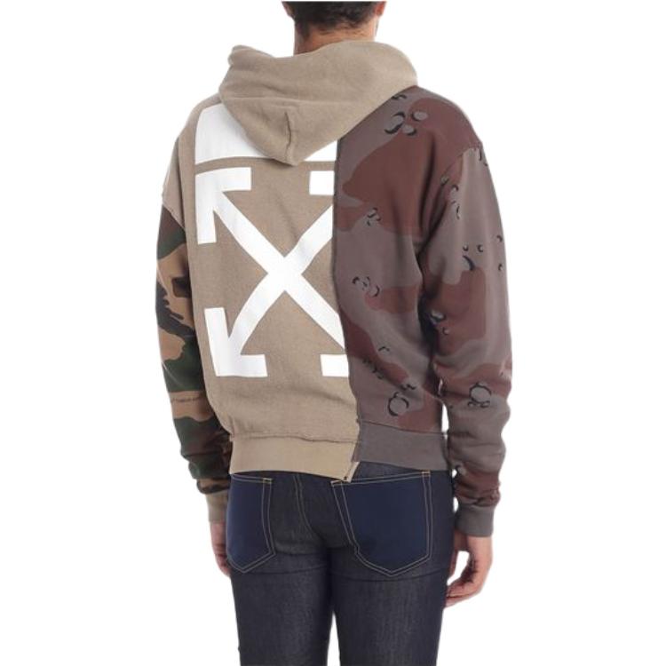 Shop OFF-WHITE 迷彩拼接長袖連帽衫 OMBB036F181920429901