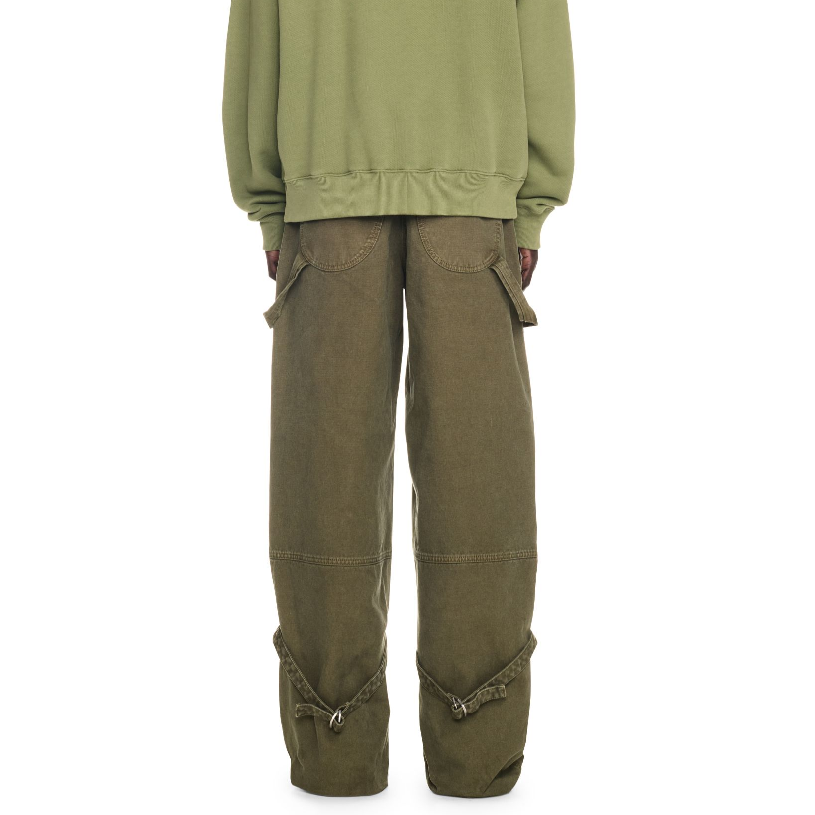 Shop OFF-WHITE 拉鍊拼接工裝長褲 橄欖綠. OMCE044F24FAB0015800