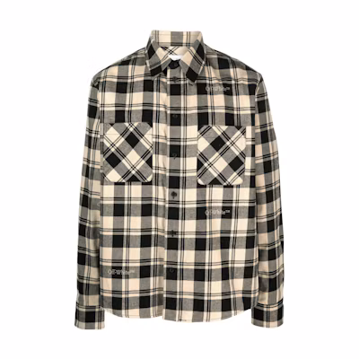 OFF-WHITE Checkered Long-Sleeve Shirt in Light Beige OMGE030F23FAB0011-900