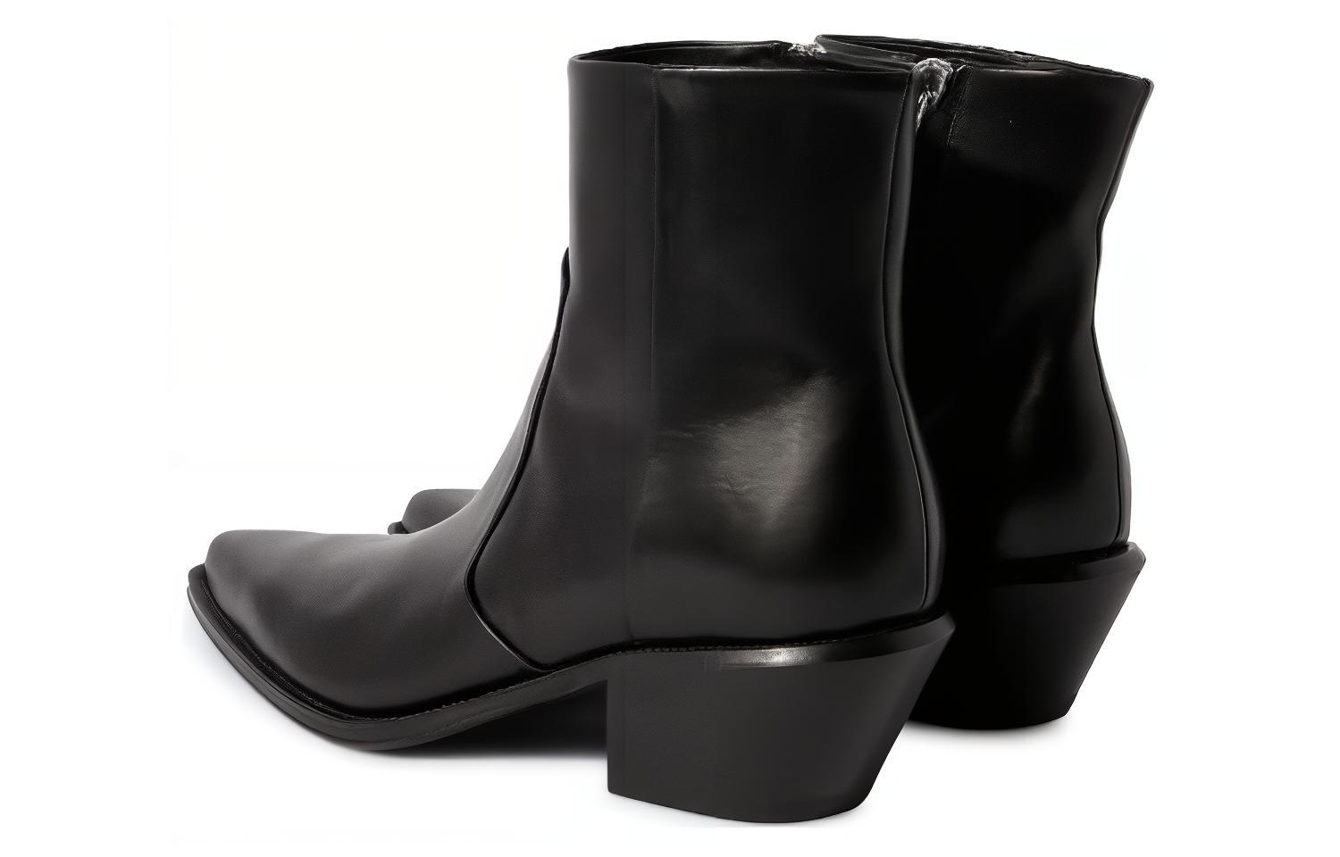 Shop Off-White Bottes en Cuir Noir ''Cobra Texan''. OMID018F23LEA0011010